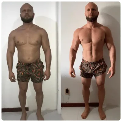 Aluno da consultoria: antes e depois do ganho de massa